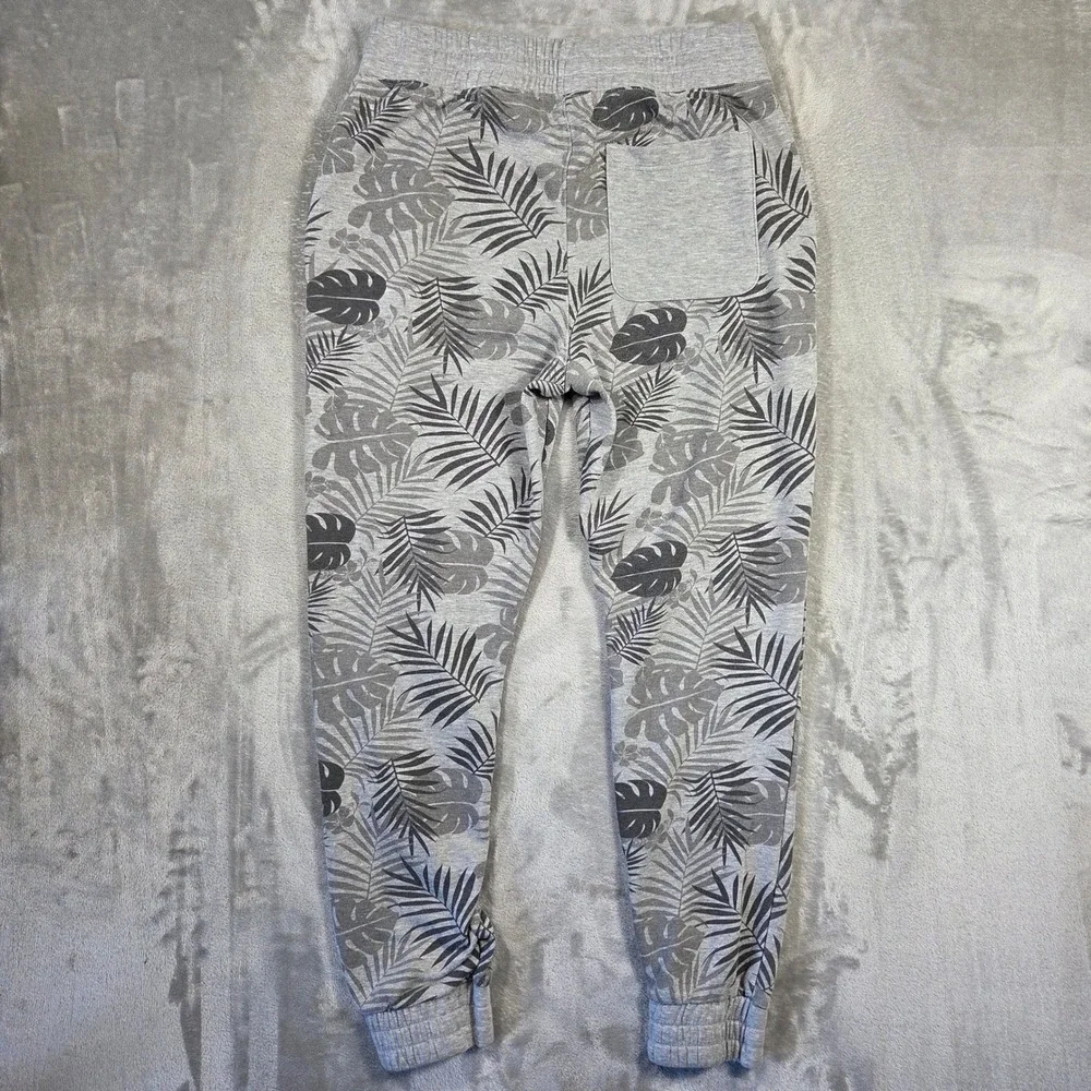 Gray Leaf-Print Men's/Womens Joggers Sweatpants